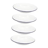 Sosoport 4 piezas Platos Esmaltados Vintage Gruesos Unidades para Servir Aperitivos Frutas y Postres Vajilla Decorativa Resistente y Práctica para Restaurantes y Uso Doméstico