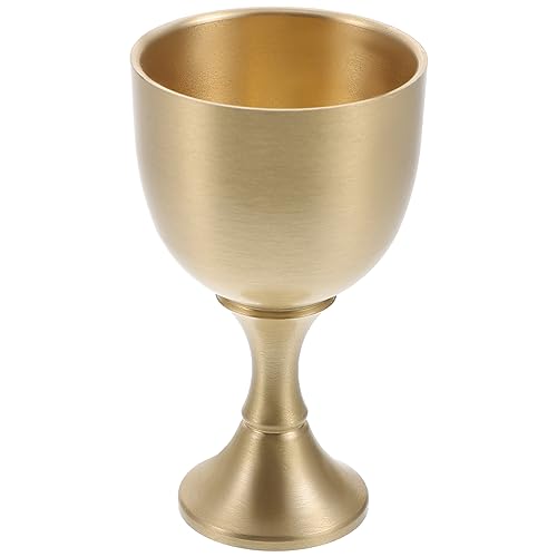 HOLIDYOYO Wine Glass Whisky Glasses Offering Spirits Cup Chalice Toasting Flutes Vintage Cups Offering Cup Worship Cups Retro Drinking Glasses Goblets Gobstoppers Brass Golden