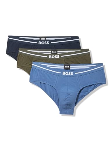 BOSS Mens 3-Pack Bold Logo Hipster Briefs