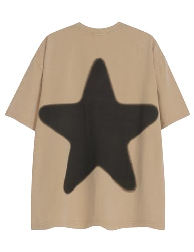 Aelfric Eden Oversized Star Graphic Tees Men Vintage Washed Heavyweight Cotton Trendy Streetwear T Shirts Unisex