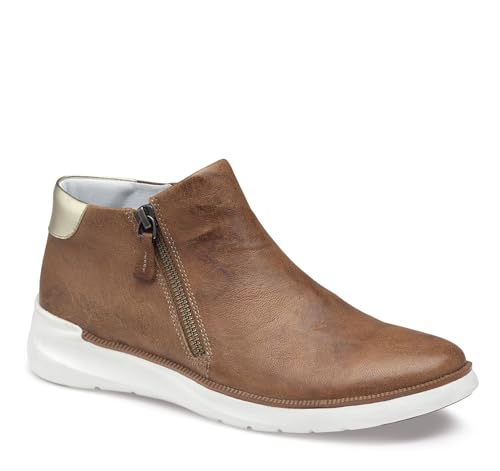 Johnston & Murphy Emery Zip Bootie for Women – Ankle Boots for Women, Leather Double Zipper Boots