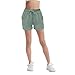 Girls Linen Shorts Athletic Summer Plain Shorts Kids Baggy Drawstring Breathable Casual Comfort Basic (Green, 4-5 T)