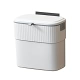 Generisch Cubo de basura montado en la pared - Cubo de basura de 10 pulgadas con tapa deslizante | Diseño de cesta de polipropileno ABS - Cubo de basura compacto para cocina, baño, dormitorio, coche