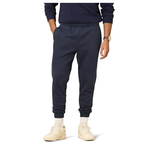 Amazon Essentials Men's Relaxed Fit Fleece Joggers Sweatpants, Drawstring Waist, Tapered Leg, Ribbed Cuffs, Brushed Interior, Navy, Small