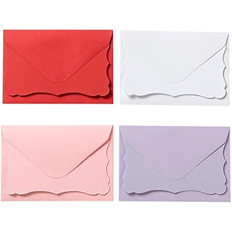 100 Pack Mini Envelopes with Colorful Blank Note Cards Small Self-Adhesive Envelopes Small Business Card Envelopes(4 x 2.7 Inches) (Pink Purple Red White) Cover