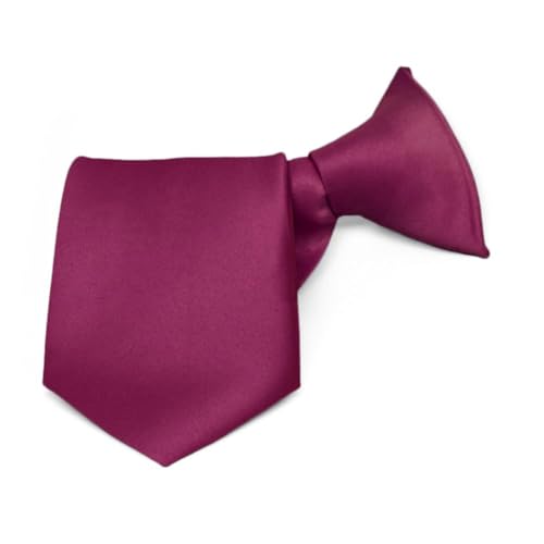 tiemart Boys' Raspberry Solid Color Clip-On Tie, 8