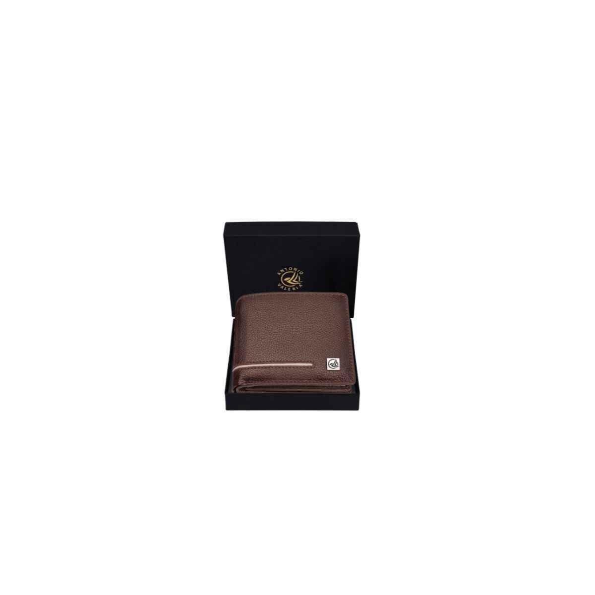 ANTONIO VALERIA Scott Coffee Brown/Sand Leather Wallet for Men