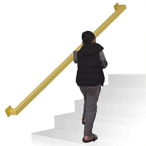 Rambarde d'escalier en bois et fer forgé doré 1 pi avec supports de rampe