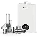 CAMPLUX Tankless Water Heater Gas, 65,000 BTU Natural Gas Tankless Water Heater Indoor, Tankless Gas Water Heaters 2.64 GPM, Climatech 3 Series, CX264, White
