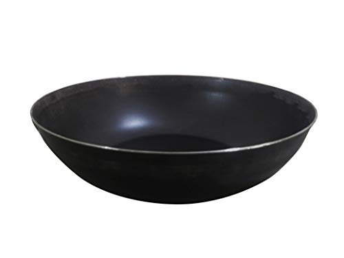 Vedworld Flat Plane Iron KADAI | Flat Bottom | Handmade Iron Kadhai 1 (Iron, 8 INCHES)