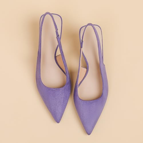 Women's Pointed Toe Closed Toe Slingback Suede Stiletto Pumps Elegant Slip-On Elastic Band Wedding Work Dress Shoes3