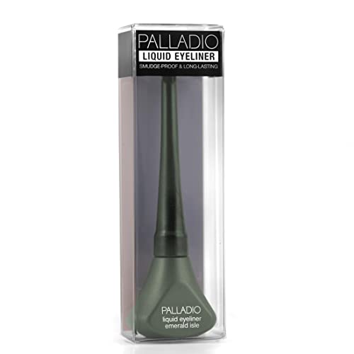 Palladio Liquid Eyeliner, Highly Pigmented And Waterproof Eyeliner, For Intense Eye Definition, Smear-Proof Eyeliner Liquid, Includes Easy Grip Wand And Felt Tip Eyeliner Applicator, Emerald Isle #TOP3