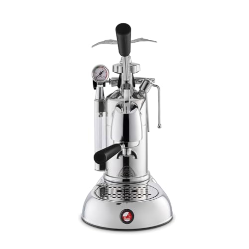 La Pavoni Milano, LPLMLN01EU Hebel-Espresso-Kaffeemaschine, Boilerheizung mit Manometer, 1,6-l-Wassertank, 2 52-mm-Filterhalter und 1/2-Tassen-/Wettkampffilter, 950 W, Verchromtes Messing – Bild 3