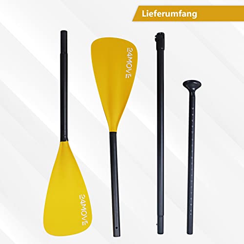 Foto von 24MOVE® Paddel Doppelpaddel 2 in 1 Teleskoppaddel Stechpaddel für SUP Stand Up Board, Kajak, Leicht aus Aluminium 230cm, verstellbar