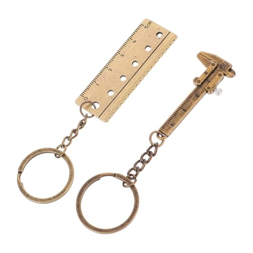 Gatuida 2 piezas Mini Calibrador Vernier Portátil para Llavero Diseño Vintage Resistente Decoración para Mochila y Medición Precisa