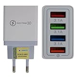 Carregador Turbo Qc 3.0 com 4 portas USB Fonte Tomada Rápida (Branco)