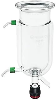 Chemglass CG-1930-22 Series CG-1930 Jacketed Cylindrical Reaction Vessel with 60 mm Duran O-Ring Flange for CG-911-A-10 Drain Valve, GL-14 Inlet/Outlet, 250 mL Capacity