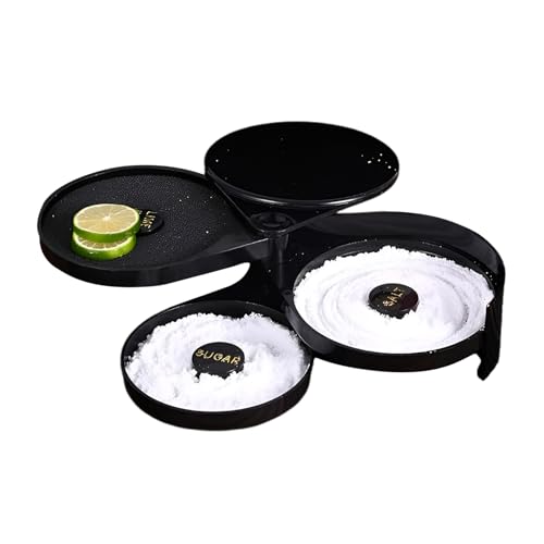 Rimmer de vidrio de cóctel - Bandeja de sal de barra triple, juego de guarnición de borde de bartending | Kit de alojo de bebidas de margarita, placa decoradora de azúcar para mixology encimera entret