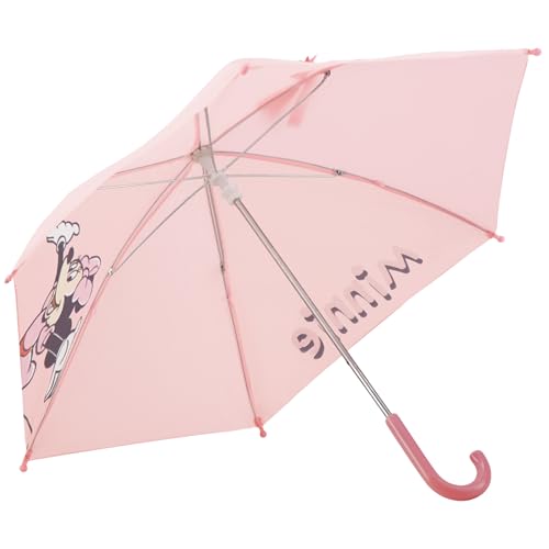 Disney Minnie Mouse Children's Rain Umbrella with Bow Tie Wrap, Manual Folding, Windproof, Lightweight, and Packable for Travel, 26.5 Inch Arc, Pink by Disney - Used condition - US$19.97