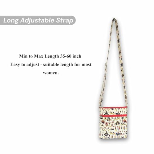 Image of GREEN CRAFT Canvas Sling Bag for Women | (8 X 9) Inch | Sling Bag Series, Shopping & College Bag with Adjustable Strap - Multicolor