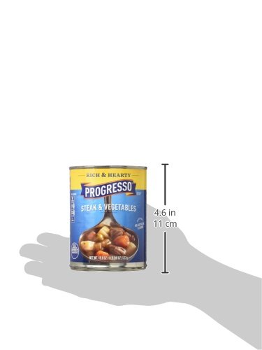 Image of Progresso Soup, Rich & Hearty, Steak and Vegetable Soup, 18.8 oz Cans (Pack of 12)