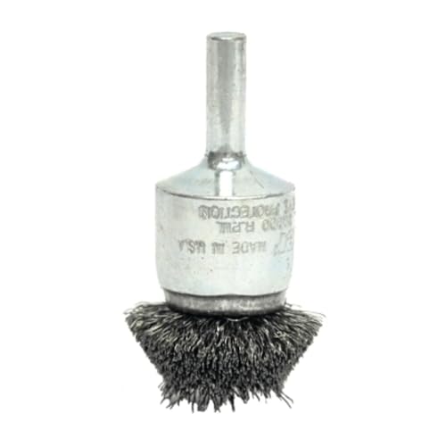 Weiler 10045 1-1/2" Circular Flared Crimped Wire End Brush, .006" Stainless Steel Fill, Made in the USA