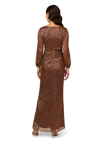 Image of Adrianna Papell Women's Metallic Mesh Draped Gown