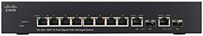 Davant view of Cisco SG300-10PP-K9 switch showing 10 ports