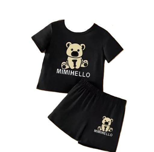 Image of Unisex Baby Short Sleeve Mimimello Parent Top Bottom Clothing Set for Summer Comfort Casual Daily Outfit