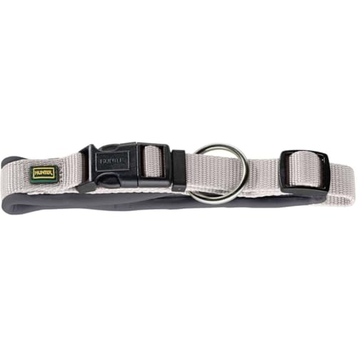 HUNTER NEOPREN VARIO PLUS Halsung, Hundehalsband, Nylon, mit Neopren gepolstert, 30/1,5 (XS-S), grau