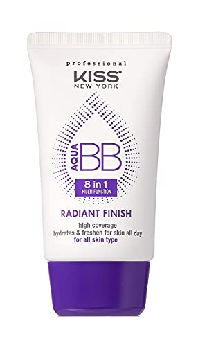 Kiss New York Aqua Bb Cream 8-In-1 Multi Function Cover And Care Beauty Balm, Korean Skin Care Argan Oil Infused, Radiant Finish, Hydrating Full Coverage Bb Cream 1.42 Fl Oz (Coconut) #TOP3
