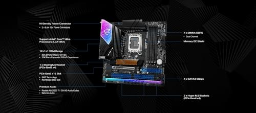 Image of ASRock B860M Lightning WiFi Motherboard - Intel B860, LGA1851, DDR5 8666+ (OC), PCIe 5.0, Thunderbolt 4, WiFi 6E, 12+1+1+1+1 Power Phase, 4X M.2, USB 3.2 Gen2, Killer 2.5G LAN