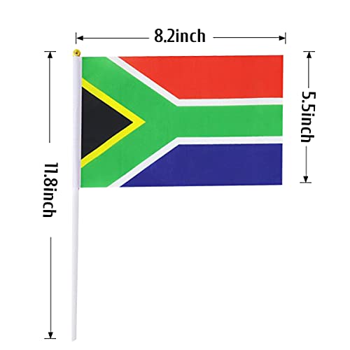 South Africa Flag South Africa Flag Small Stick Mini Hand Held Flag Decoration, 1 Dozen (Pack of 12)
