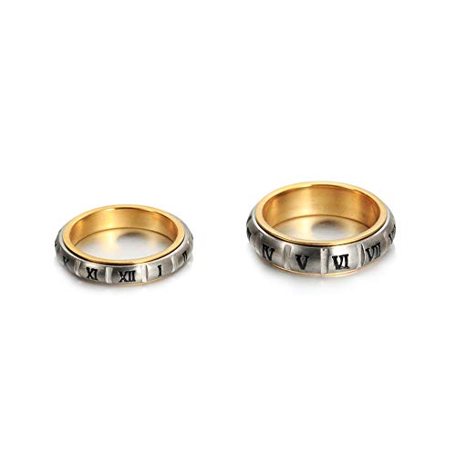 Image of PAURO Roman Numerals Spin Worry Ring | Unisex Stainless Steel, Roman Numerals Spin Worry Ring for Anxiety