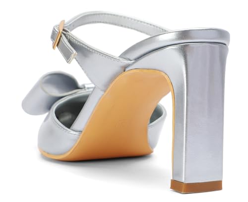 Heels for Women Closed Toe Bowkont Pumps Sexy Pointed Toe Ankle Buckle Strap Slip On Chunky Mid Heels Wedding Bridal Party Shoes3