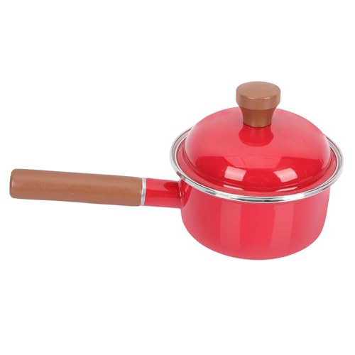 Olla para sopa pequeña de 16 cm roja para evitar que la leche se pegue 2