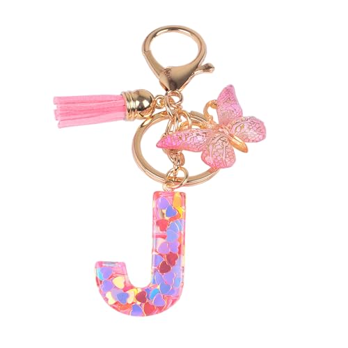 YPYMOD Llavero Letra, Colgante Mariposa Llavero con Letras Iniciales (J)