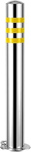 MRKU Poste de Barrera de barandilla de estacionamiento, 1 Pieza, bolardo de estacionamiento extraíble, Protector de Entrada, Bloqueador, Poste de Barrera de Seguridad de estacionamiento Plateado para