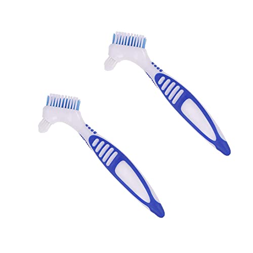 Cepillo ergonómico de doble cara para prótesis (azul, 2)