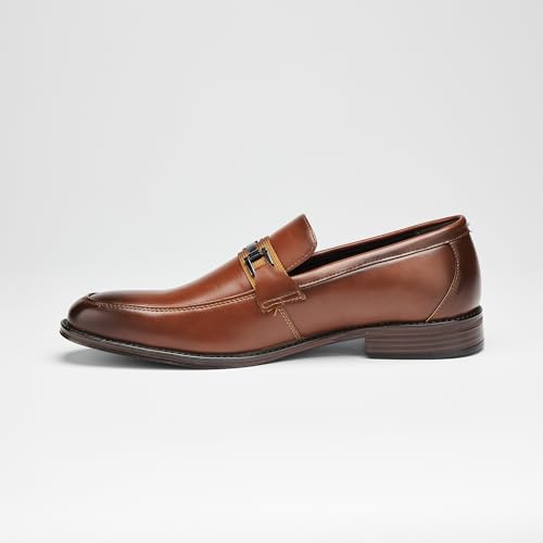 Men's Classic Penny Loafer, Brown, Dress Shoes with Metal Buckle Detail, Business Formal Slip-On3