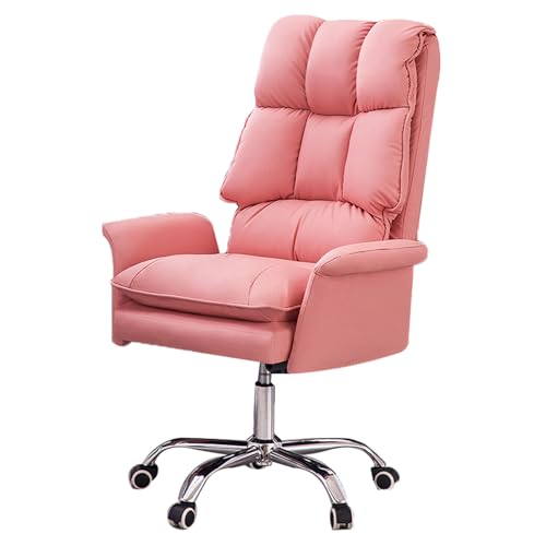 OZBME Sillón reclinable ergonómico con Respaldo Alto para Ordenador, para Dormitorio, Juegos, Oficina y hogar (Rosa sin reposapiés)