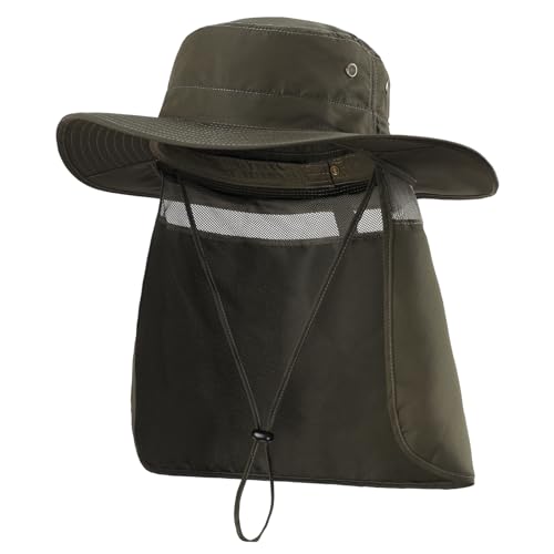 Image of Home Prefer UPF50 Mens Sun Hat with Neck Flap Quick Dry UV Protection Cap Womens Wide Brim Fishing Hat Neck Flap Beach Garden