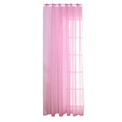 Holibanna Cortinas de Estrellas Plateadas Ganchos Visillo de Ventana Rosa de Poliéster Protección Solar y Diseño Moderno para del Hogar