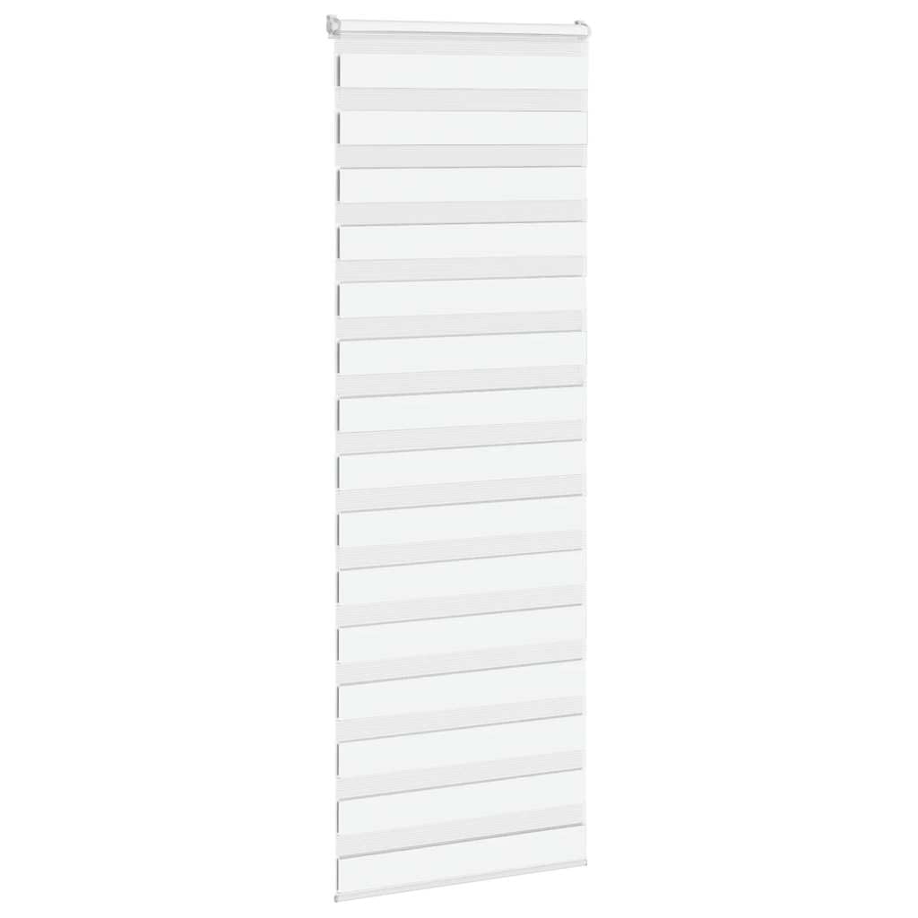 Store Enrouleur Zèbre Blanc 75x200 cm, Rideau Jour Nuit Tamisant et Occultant en Polyester pour Fenêtre, Montage sans Perçage ou avec Vis, Idéal pour Salon, Chambre et Bureau