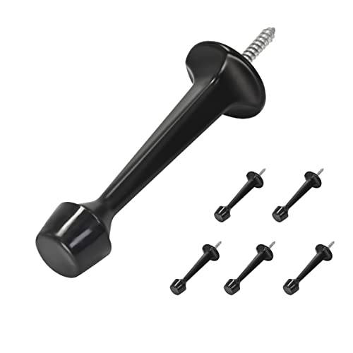 HOMOTEK 6 Pack Heavy Duty Solid Rigid Door Stop with Soft Rubber Tip, Zinc Die Cast Door Stopper Protect Wall & Door, Black