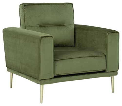 Signature Design By Ashley Macleary Modern Velvet Glam Chair With Brass Metal Legs, Green #TOP14
