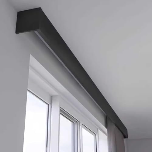 Cenefa para riel de cortina de techo negra, barra recta de 160 cm ideal para balcón u oficina