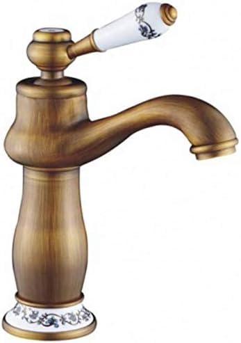 Robinet de lavabo rétro en laiton antique et porcelaine élégante
