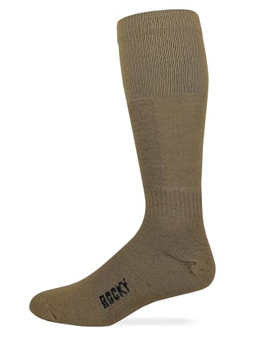 Rocky Mens Merino Wool Year Round Military Tall Boot Socks 1 Pair Pack (US, Alpha, Large, Regular, Regular, Coyote)