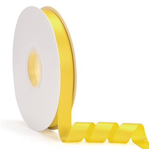 5/8" x 50Yds Yellow Double Faced Satin Ribbon,High Density Solid Color Ribbon,Great for Crafts,Gift Wrapping,Sewing,Wedding&Christmas Decor (5/8" x 50Yds, Yellow)
